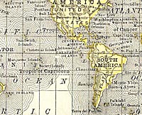 detail of world map from 1878